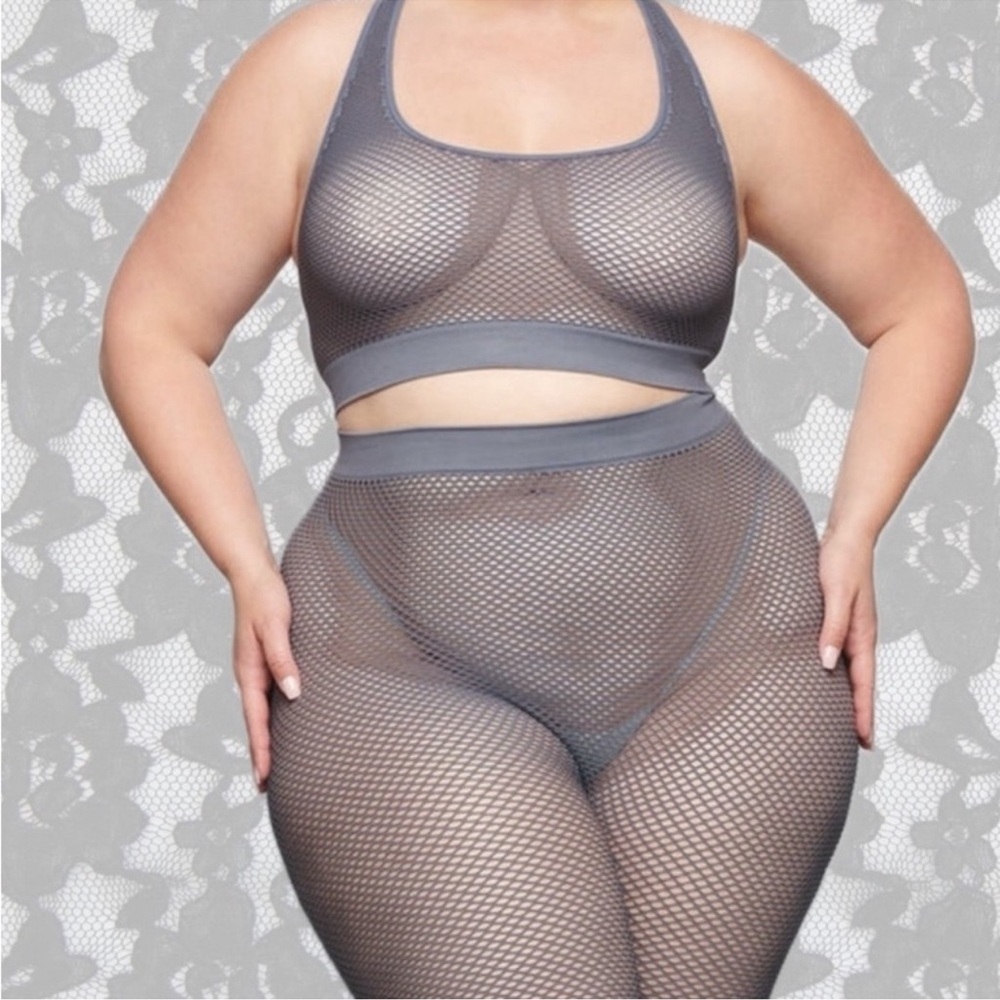 SKIMS Charcoal Mesh Sports Bra XS NWT - Picture 3 of 7